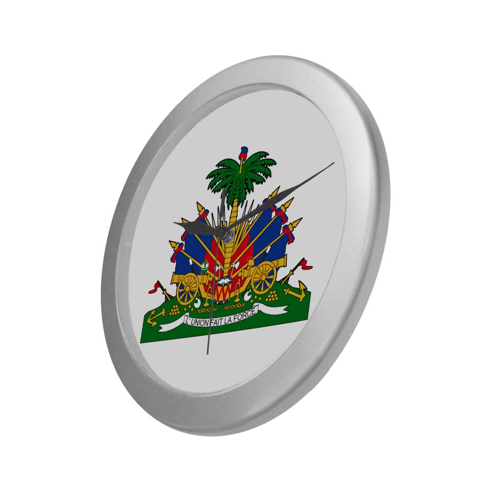 Haitian Flag Silver Color Wall Clock