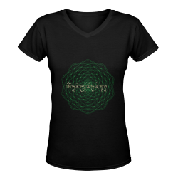 GreenTara Mantra with Mandala Women's Deep V-neck T-shirt (Model T19)