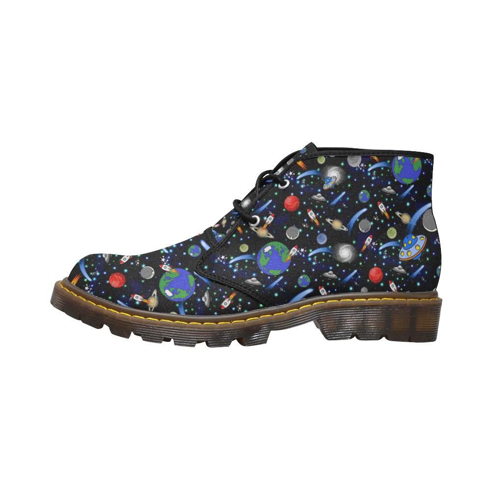 Galaxy Universe - Planets, Stars, Comets, Rockets Women's Canvas Chukka Boots (Model 2402-1)