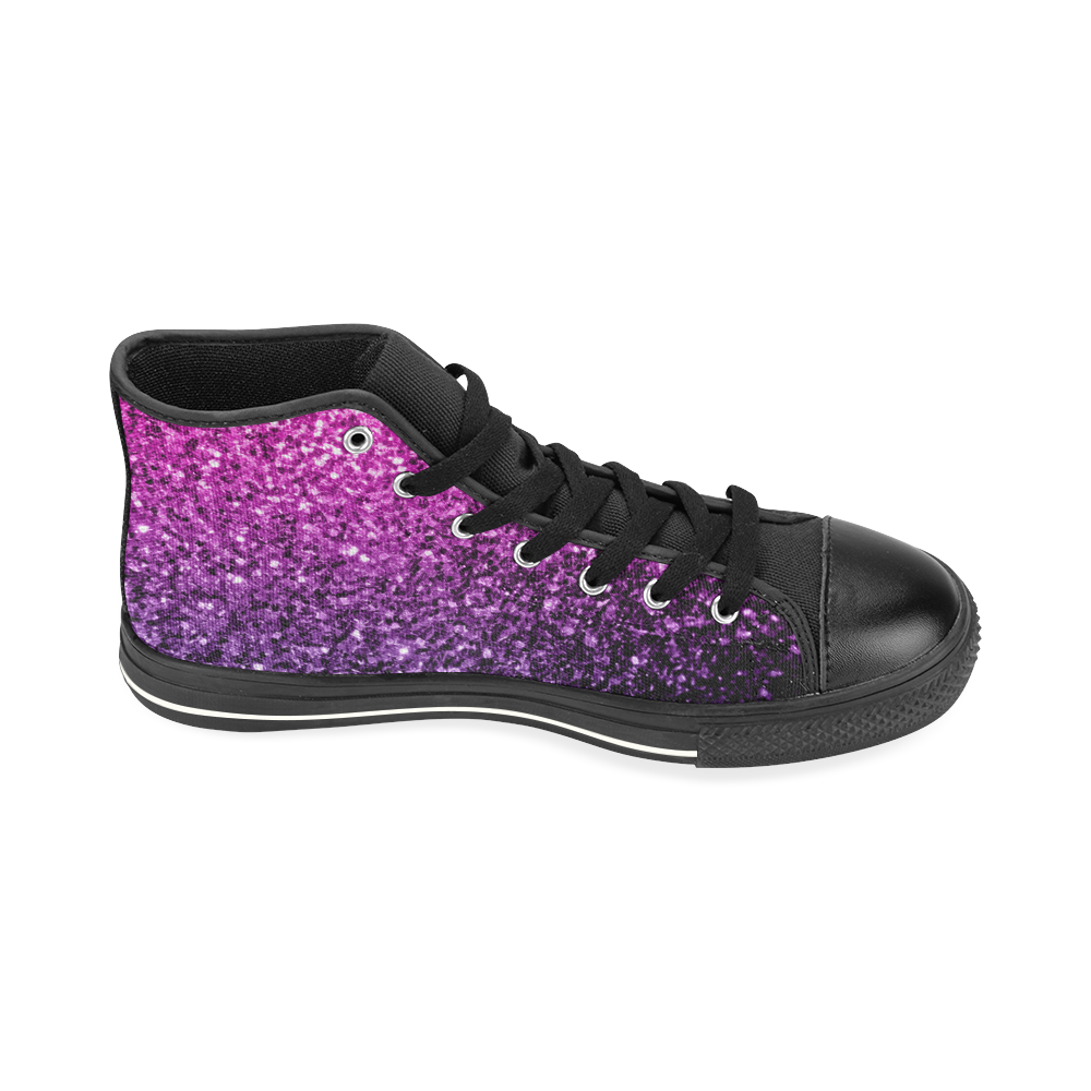 Beautiful Purple Pink Ombre glitter sparkles High Top Canvas Shoes for Kid (Model 017)