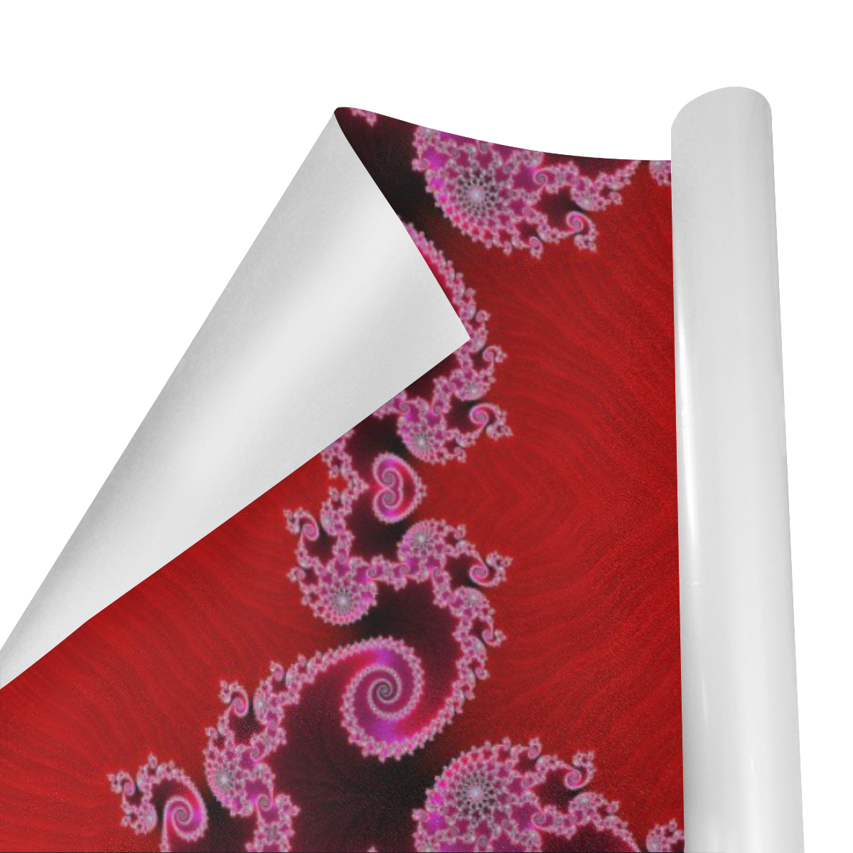 Red Pink Mauve Hearts and Lace Fractal Abstract 2 Gift Wrapping Paper 58"x 23" (1 Roll)