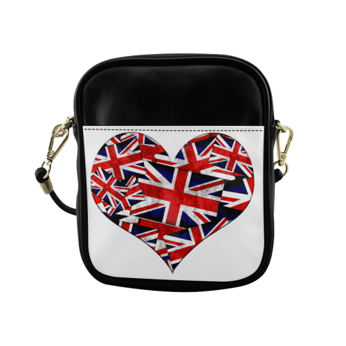 Union Jack British UK Flag Heart White Sling Bag (Model 1627)