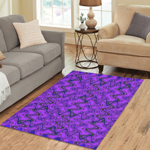Purple and Black Waves pattern design Area Rug 5'3''x4'