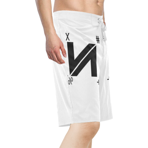 NUMBERS Collection N White/Black Men's All Over Print Board Shorts (Model L16)