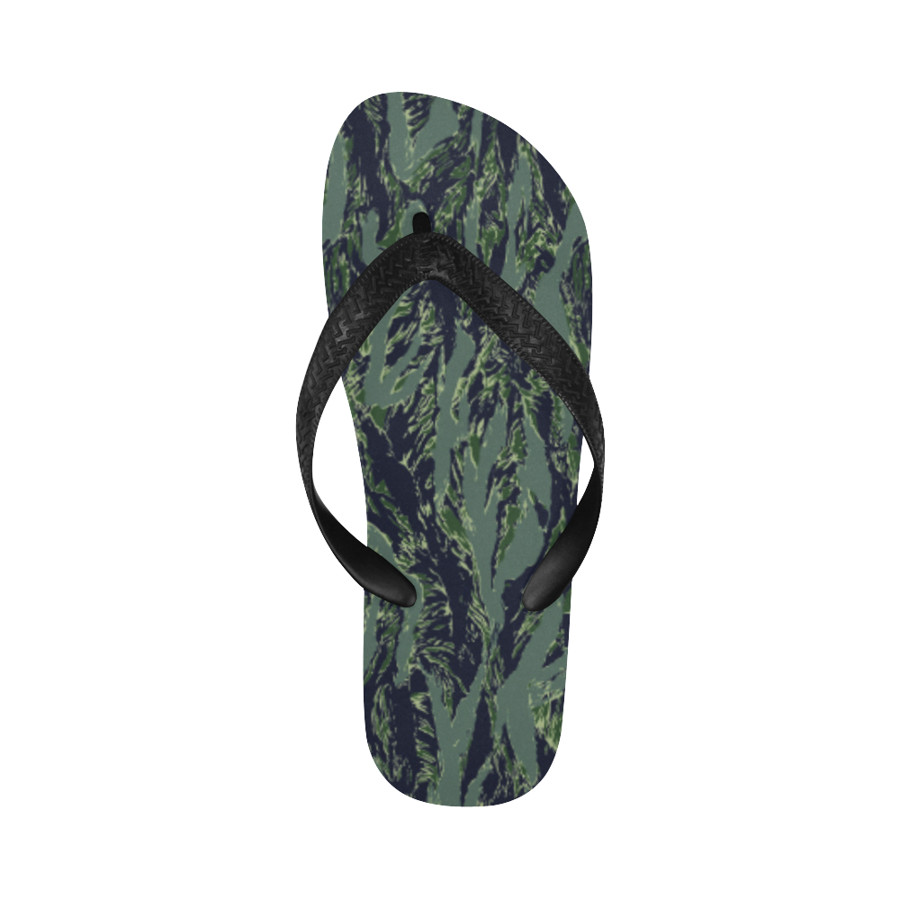 Jungle Tiger Stripe Green Camouflage Flip Flops for Men/Women (Model 040)
