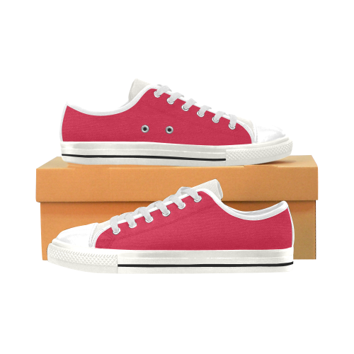 color crimson Low Top Canvas Shoes for Kid (Model 018)