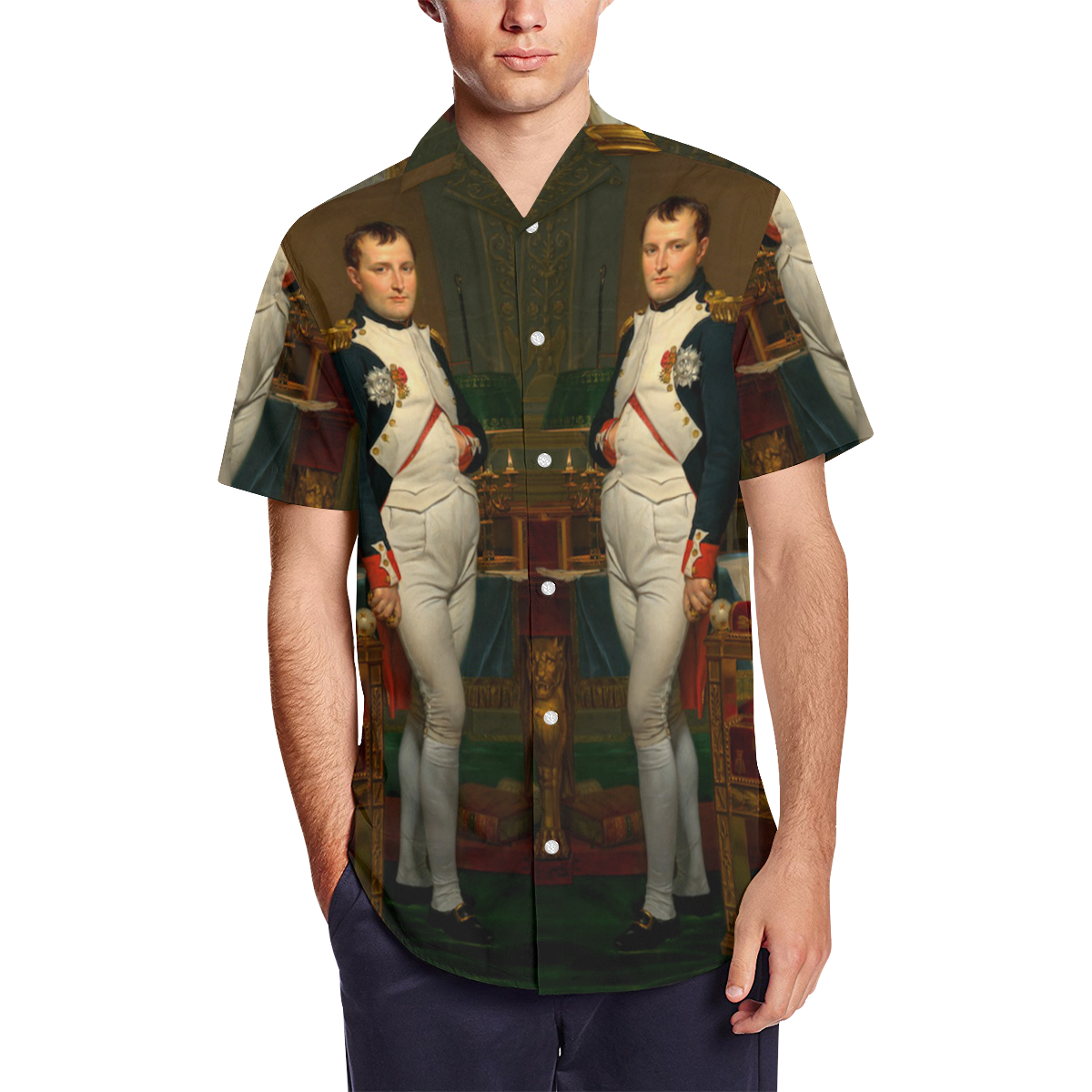 Napoleon Bonaparte 7A Men's Short Sleeve Shirt with Lapel Collar (Model T54)