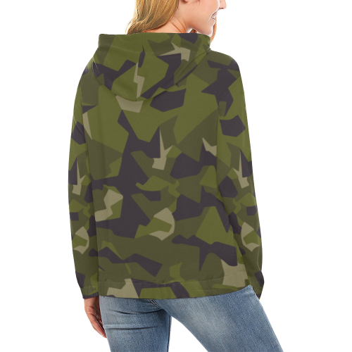 swedish M90 woodland camouflage All Over Print Hoodie for Women (USA Size) (Model H13)
