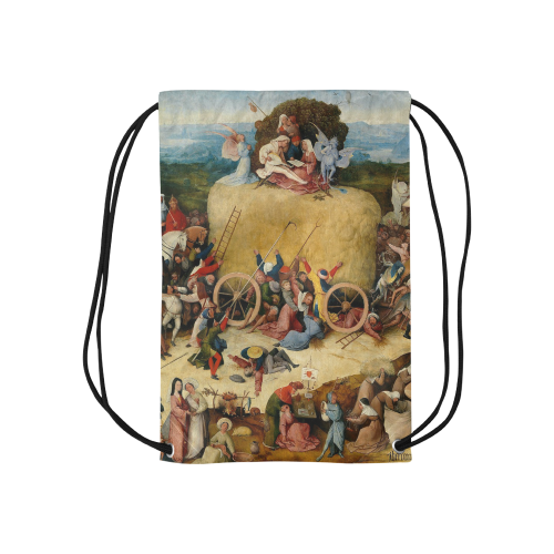 Hieronymus Bosch-The Haywain Triptych 2 Small Drawstring Bag Model 1604 (Twin Sides) 11"(W) * 17.7"(H)