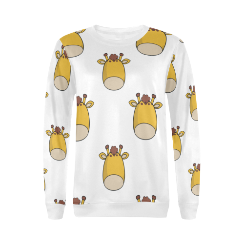 Giraffes all white All Over Print Crewneck Sweatshirt for Women (Model H18)