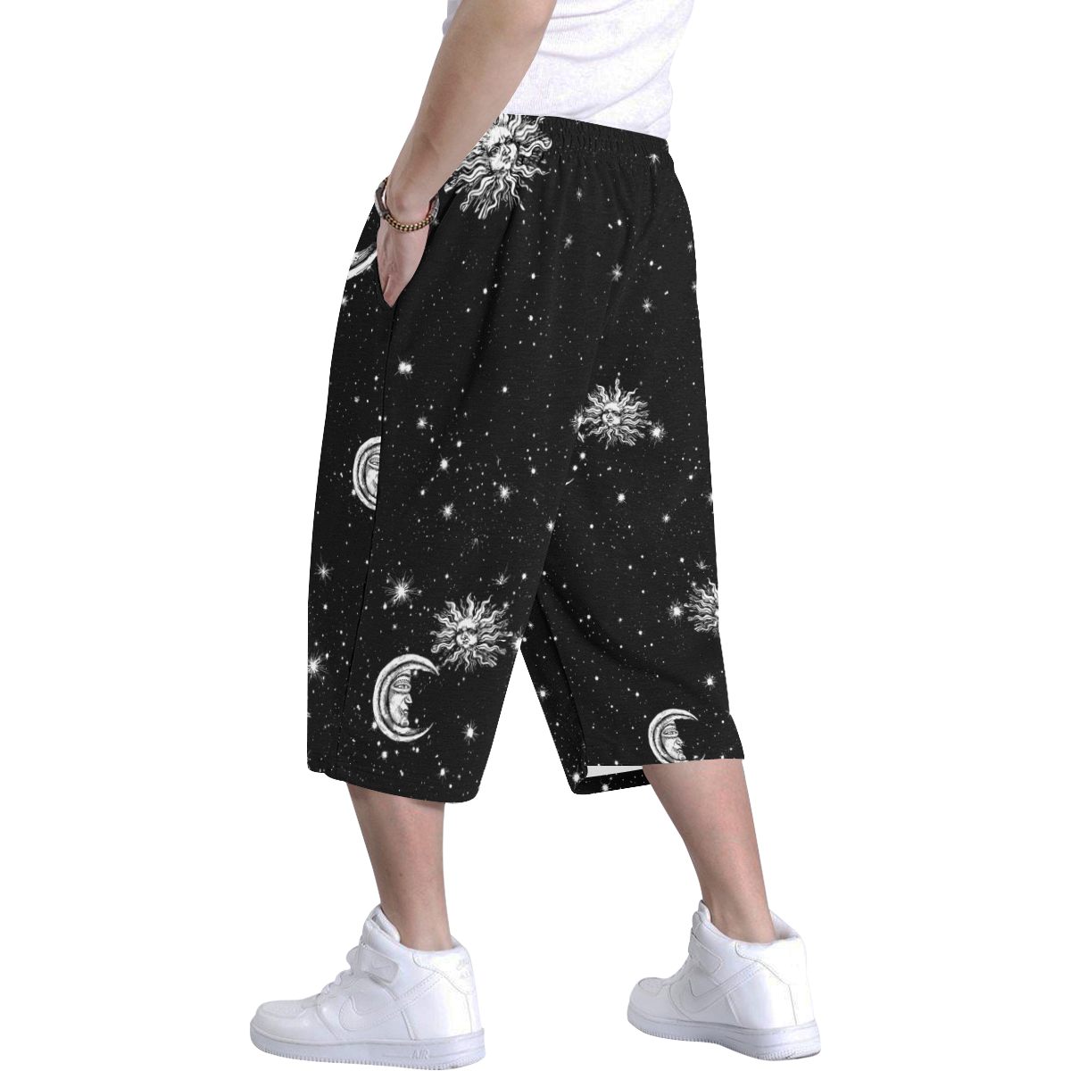 Mystic Stars, Moon and Sun Men's All Over Print Baggy Shorts (Model L37)
