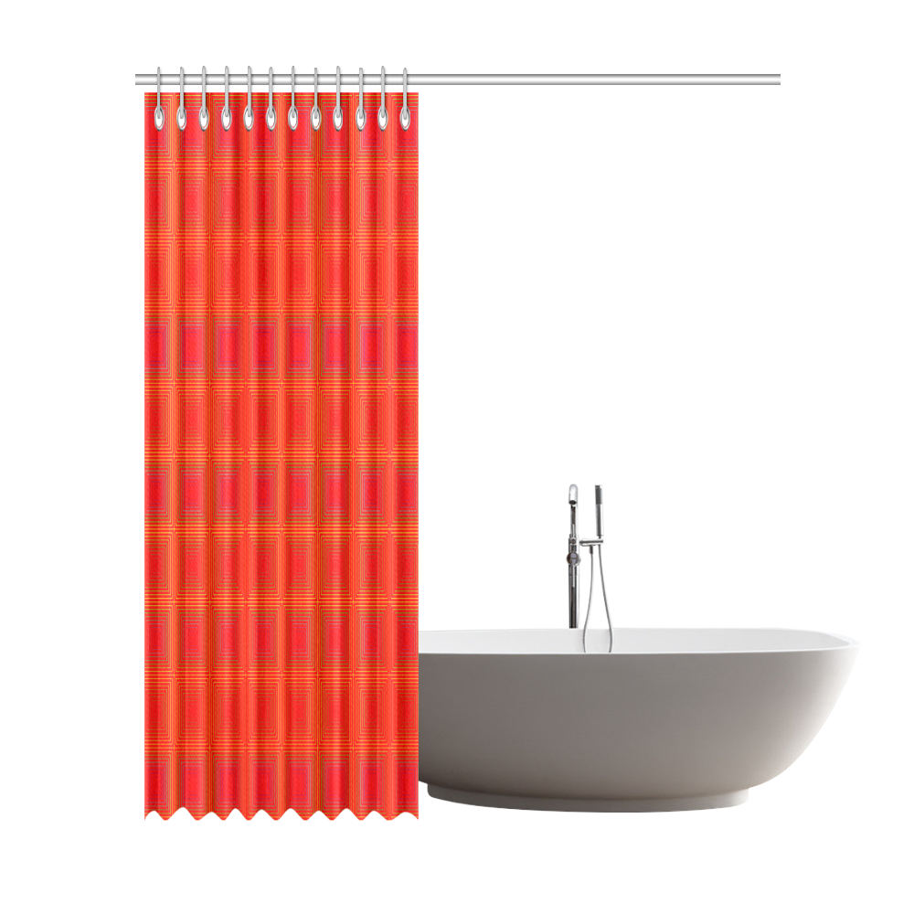 Red orange multicolored multiple squares Shower Curtain 72"x84"