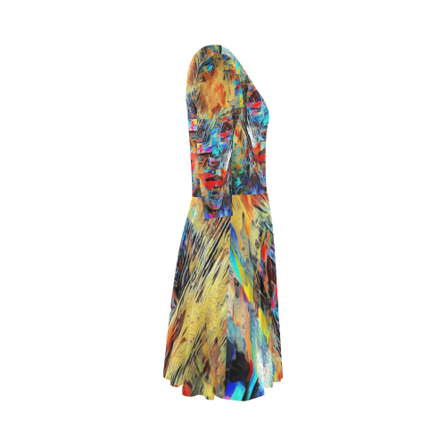 abstract girl Elbow Sleeve Ice Skater Dress (D20)