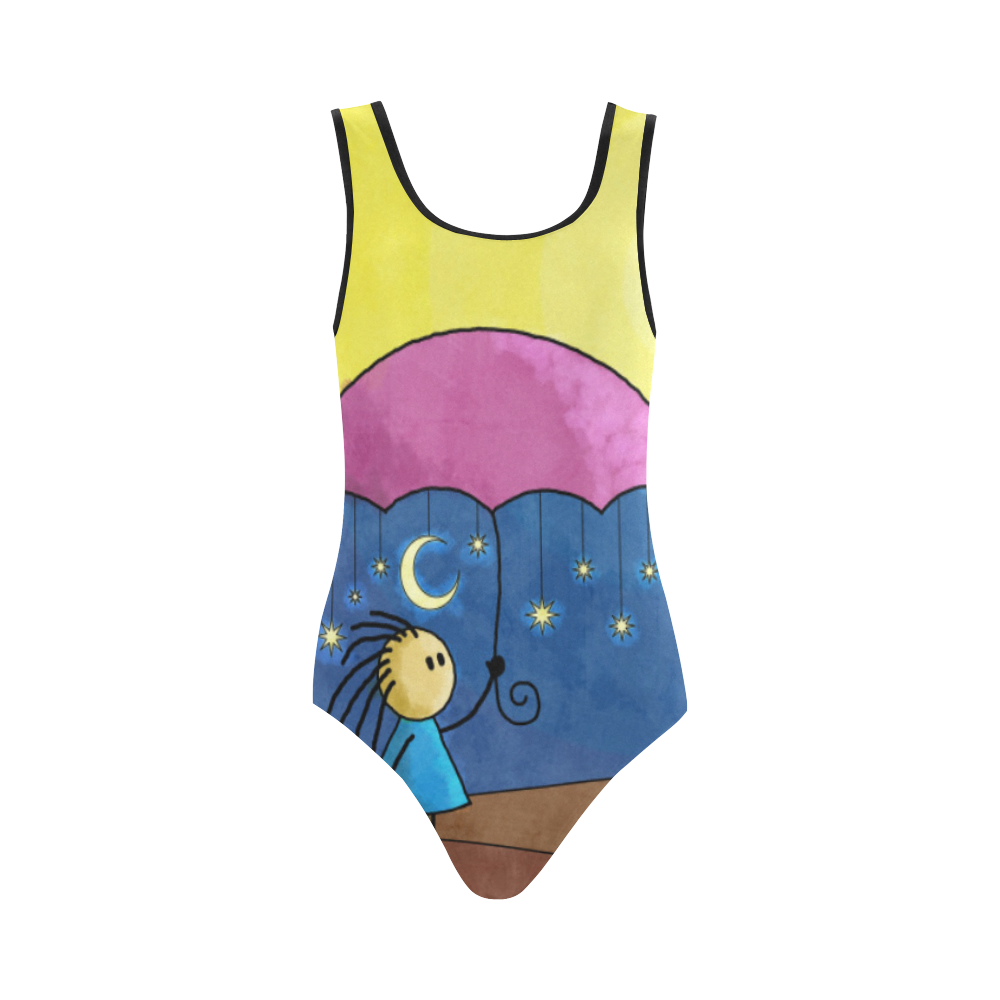 We Only Come Out At Night Vest One Piece Swimsuit (Model S04)