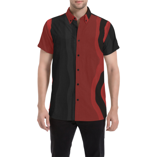 red and black0 Men's All Over Print Short Sleeve Shirt (Model T53)