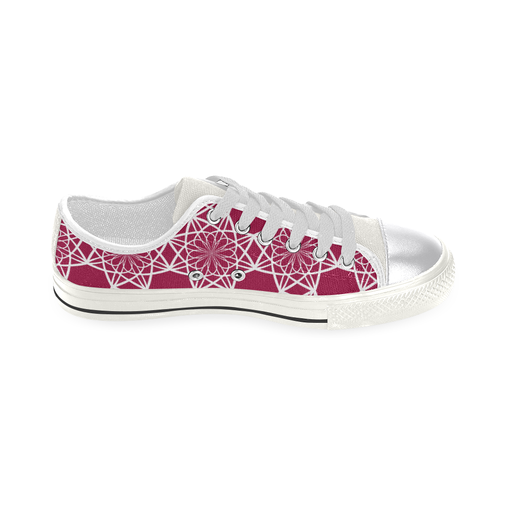 Dark Pink Flowers Women's Classic Canvas Shoes (Model 018)