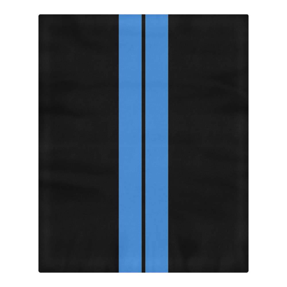 Race Car Stripe Center Black with Blue 3-Piece Bedding Set
