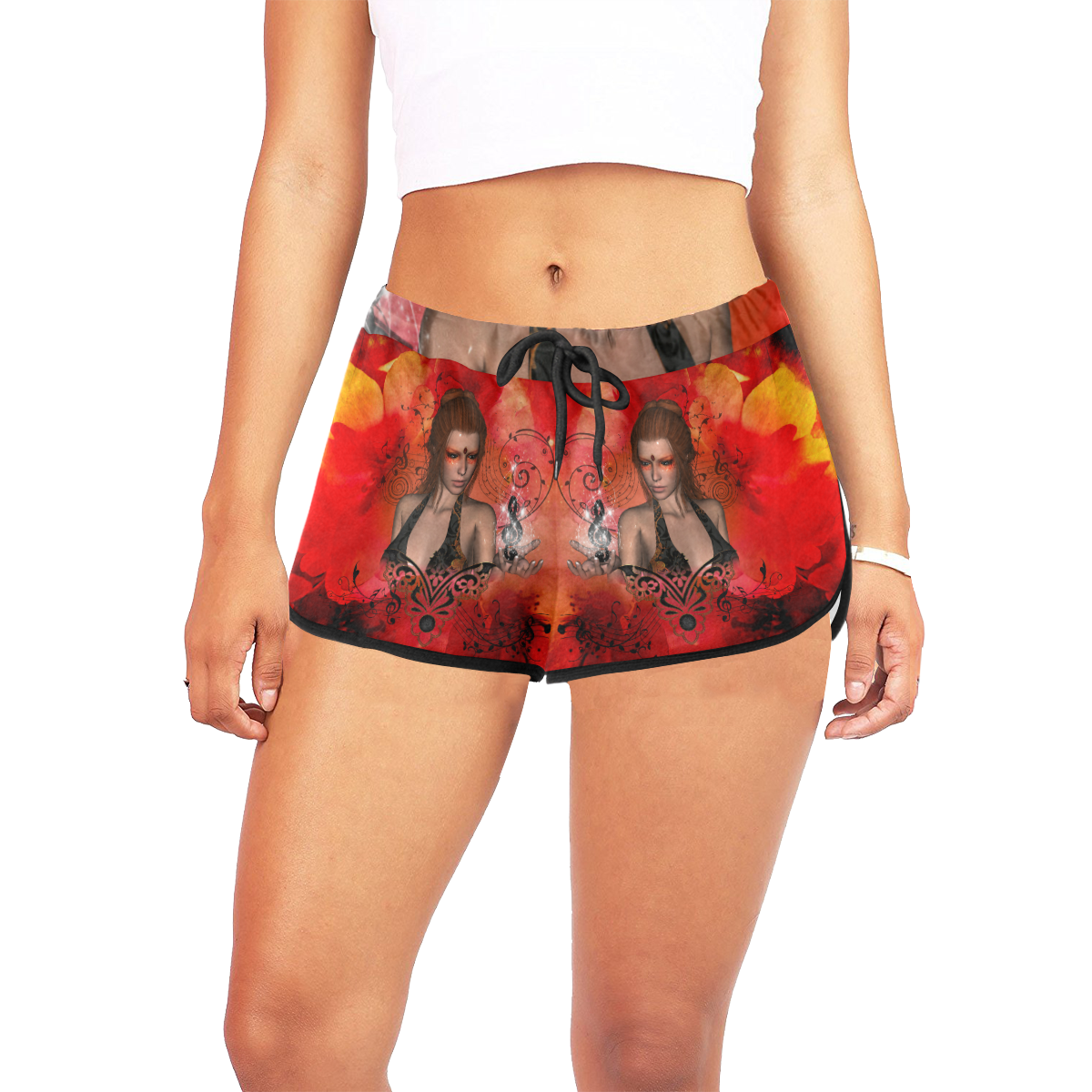 Fairy with clef Women's All Over Print Relaxed Shorts (Model L19)