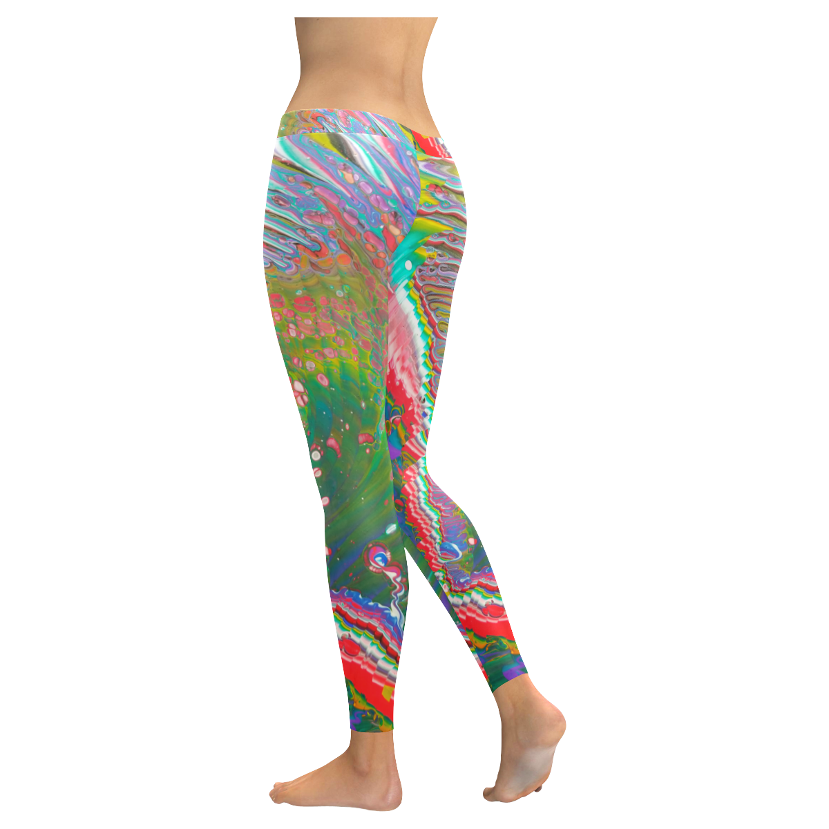 rainbow spirals. Women's Low Rise Leggings (Invisible Stitch) (Model L05)