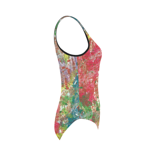 Painted Abstract Swimsuit Vest One Piece Swimsuit (Model S04)