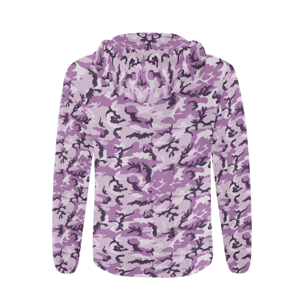 Woodland Pink Purple Camouflage All Over Print Full Zip Hoodie for Men/Large Size (Model H14)