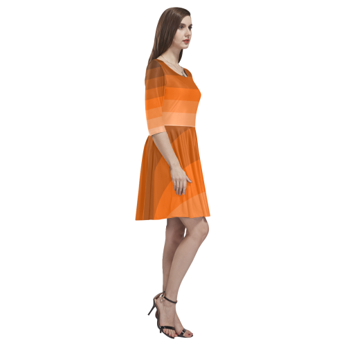 Orange stripes Tethys Half-Sleeve Skater Dress(Model D20)