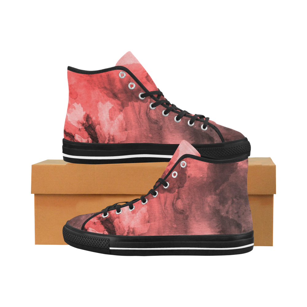 Red and Black Watercolour Vancouver H Women's Canvas Shoes (1013-1)