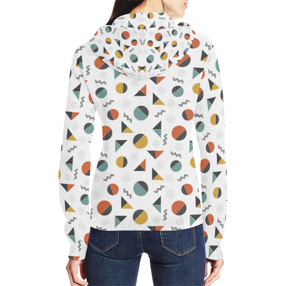 Geo Cutting Shapes All Over Print Full Zip Hoodie for Women (Model H14)