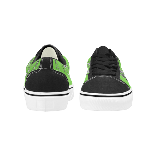 skeleton green Men's Low Top Skateboarding Shoes (Model E001-2)