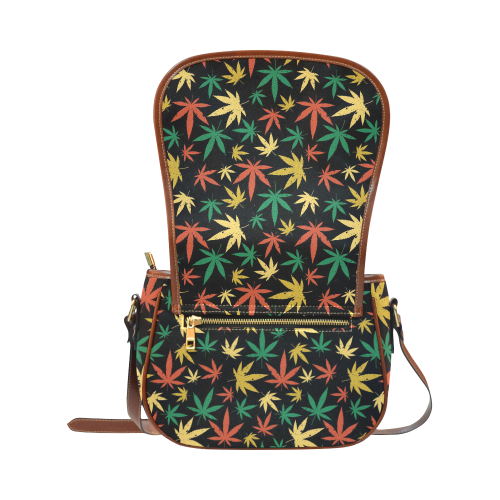 Cannabis Pattern Saddle Bag/Small (Model 1649) Full Customization