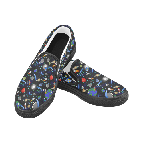 Galaxy Universe - Planets, Stars, Comets, Rockets Slip-on Canvas Shoes for Kid (Model 019)