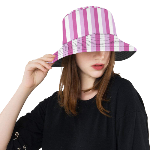 Pink Stripes All Over Print Bucket Hat