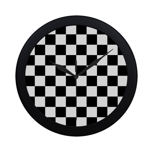 Black White Checkers Circular Plastic Wall clock