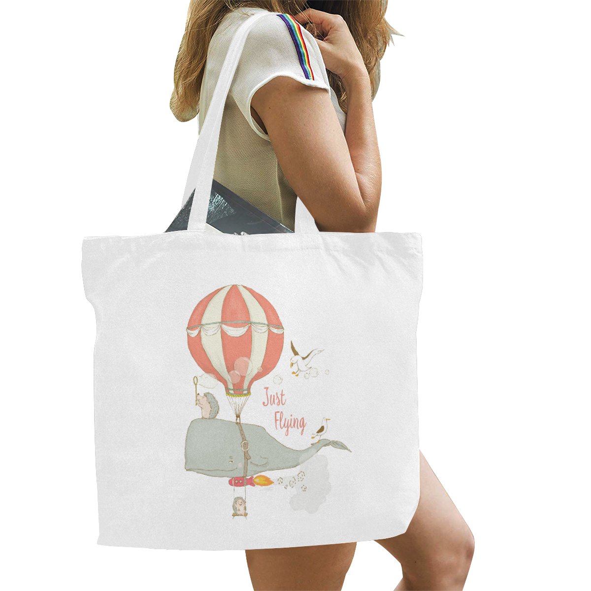 Just a flying Whale Canvas Tote Bag/Large (Model 1702)