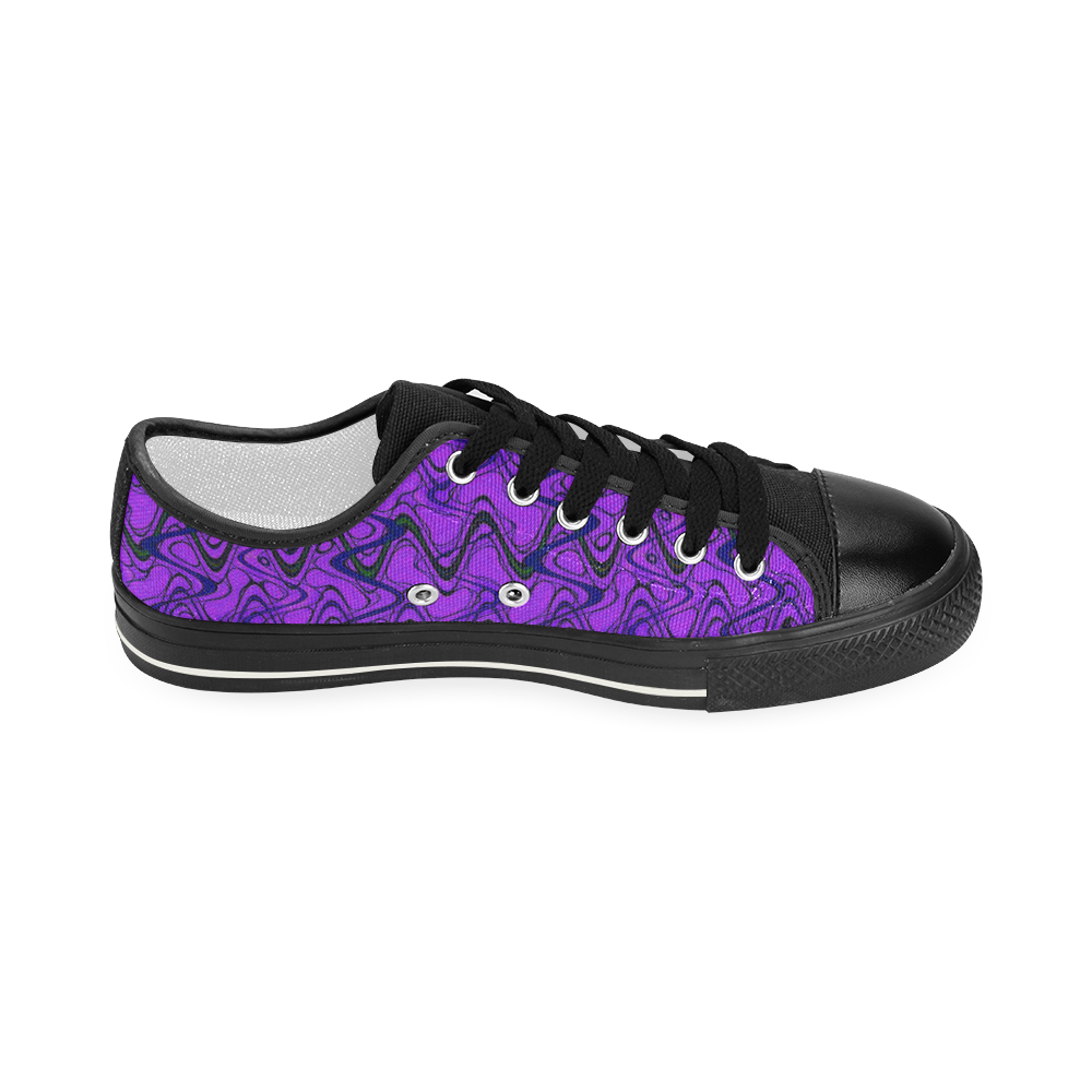 Purple and Black Waves pattern design Women's Classic Canvas Shoes (Model 018)