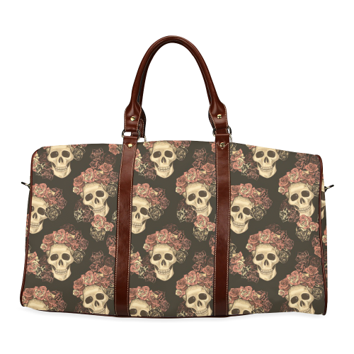 Skull and Rose Pattern Waterproof Travel Bag/Small (Model 1639)