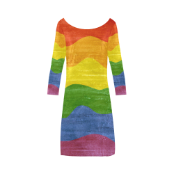 Gay Pride - Rainbow Flag Waves Stripes 3 Bateau A-Line Skirt (D21)