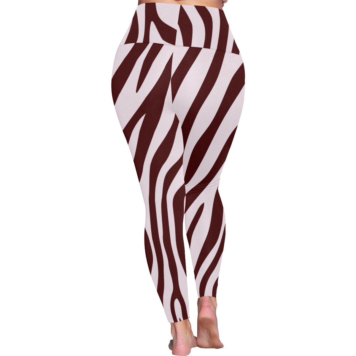 Zebra Print Women's Plus Size High Waist Leggings (Model L44)