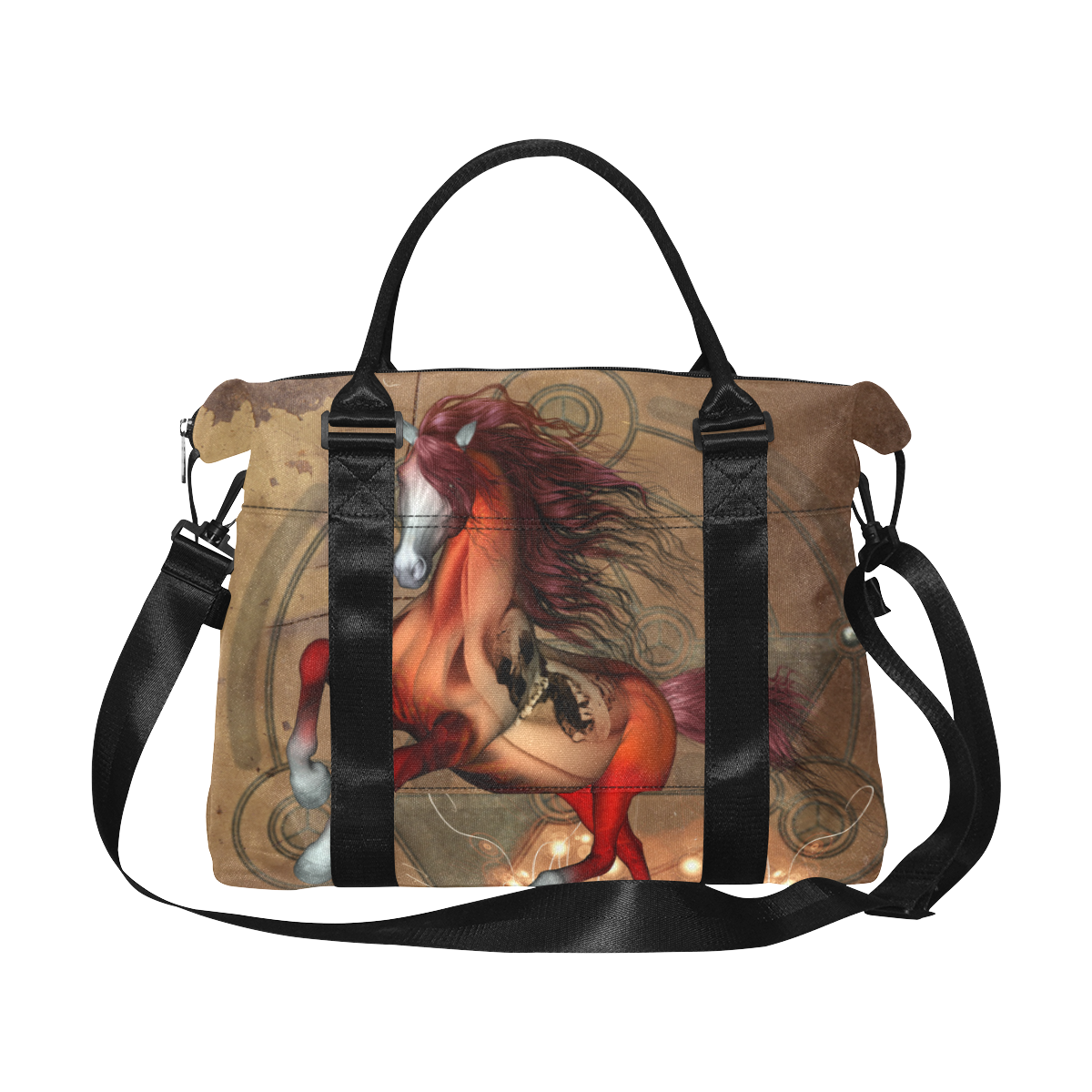 Wonderful horse with skull, red colors Large Capacity Duffle Bag (Model 1715)