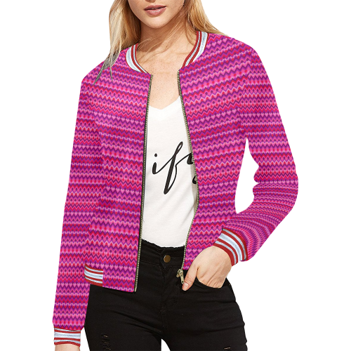 Multicolored wavy pattern All Over Print Bomber Jacket for Women (Model H21)