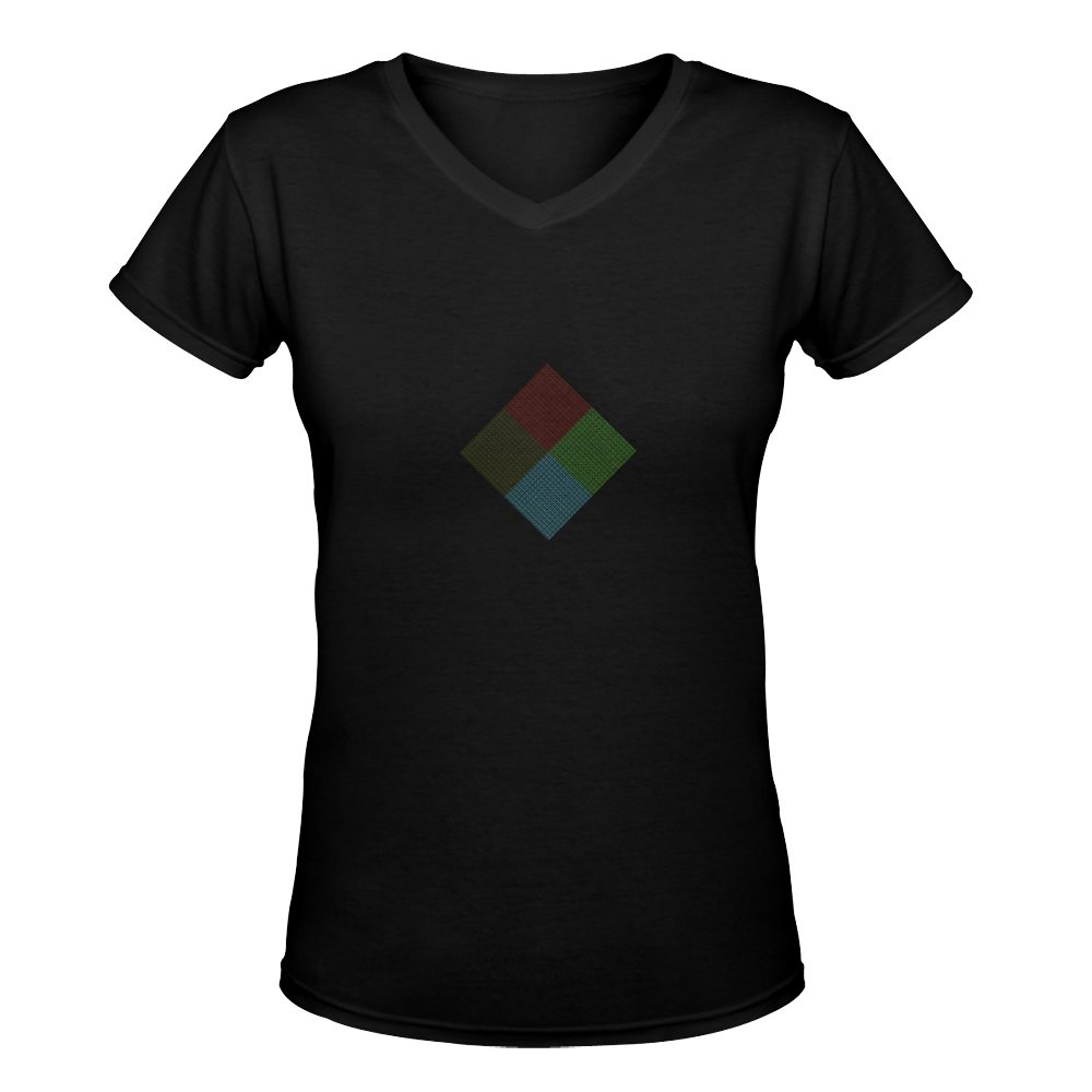NUMBERS Collection Diamond Symbols 4 colors Women's Deep V-neck T-shirt (Model T19)