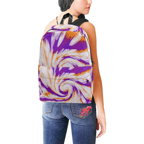 Purple Orange Tie Dye Swirl Abstract Unisex Classic Backpack (Model 1673)