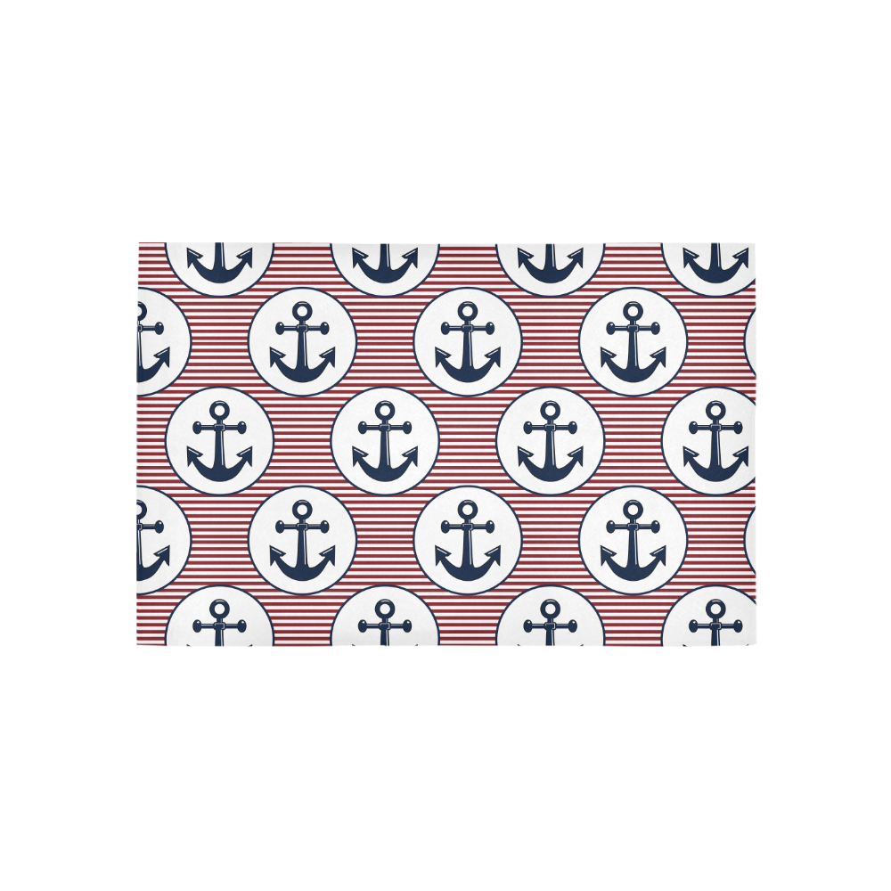 navy and red anchor nautical design Area Rug 5'x3'3''
