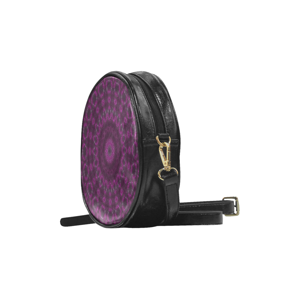 Purple mandala pattern Round Sling Bag (Model 1647)