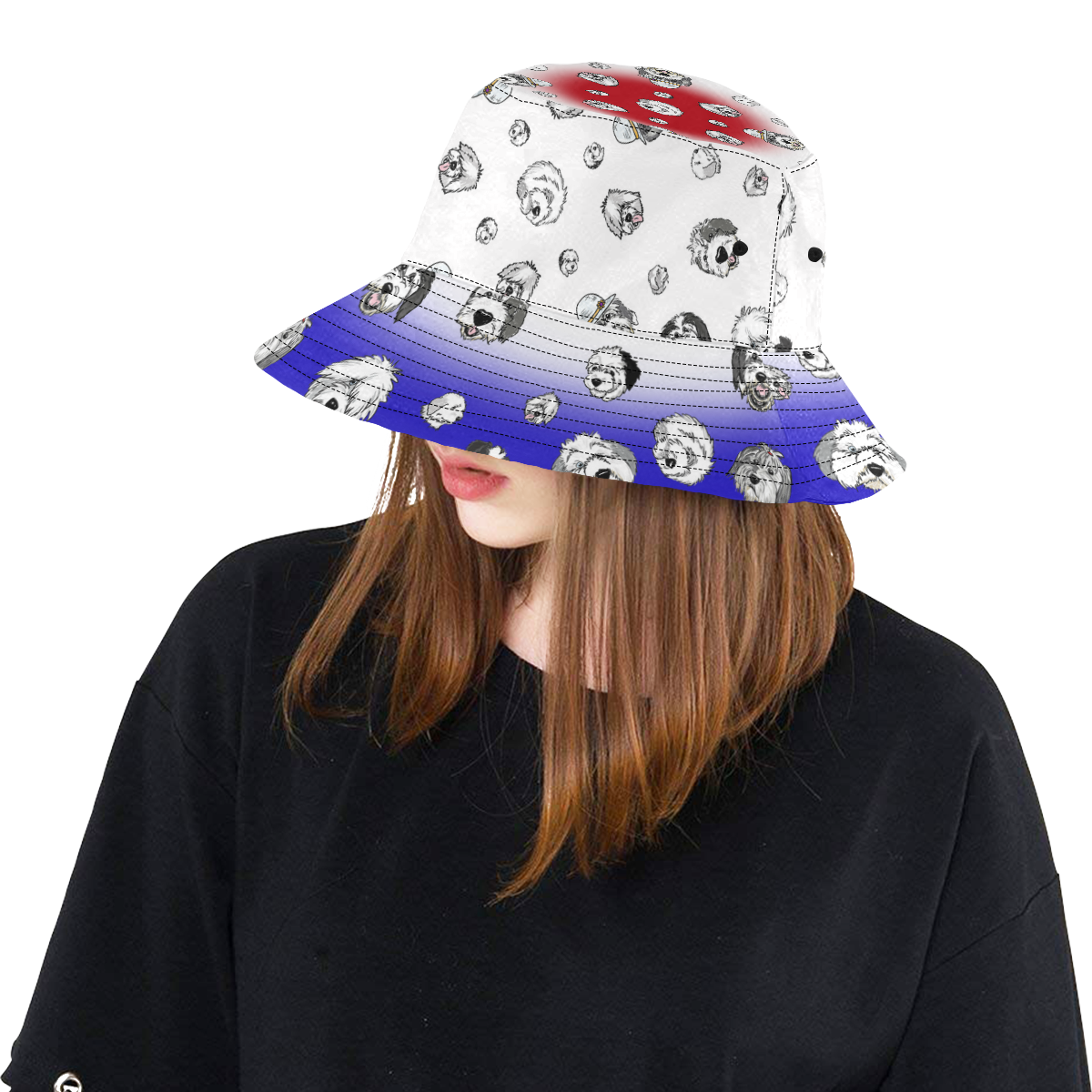 SHEEPIE HEADS Red~White & Blue All Over Print Bucket Hat