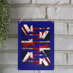 Union Jack British UK Flag Guitars Blue Metal Tin Sign 12"x16"