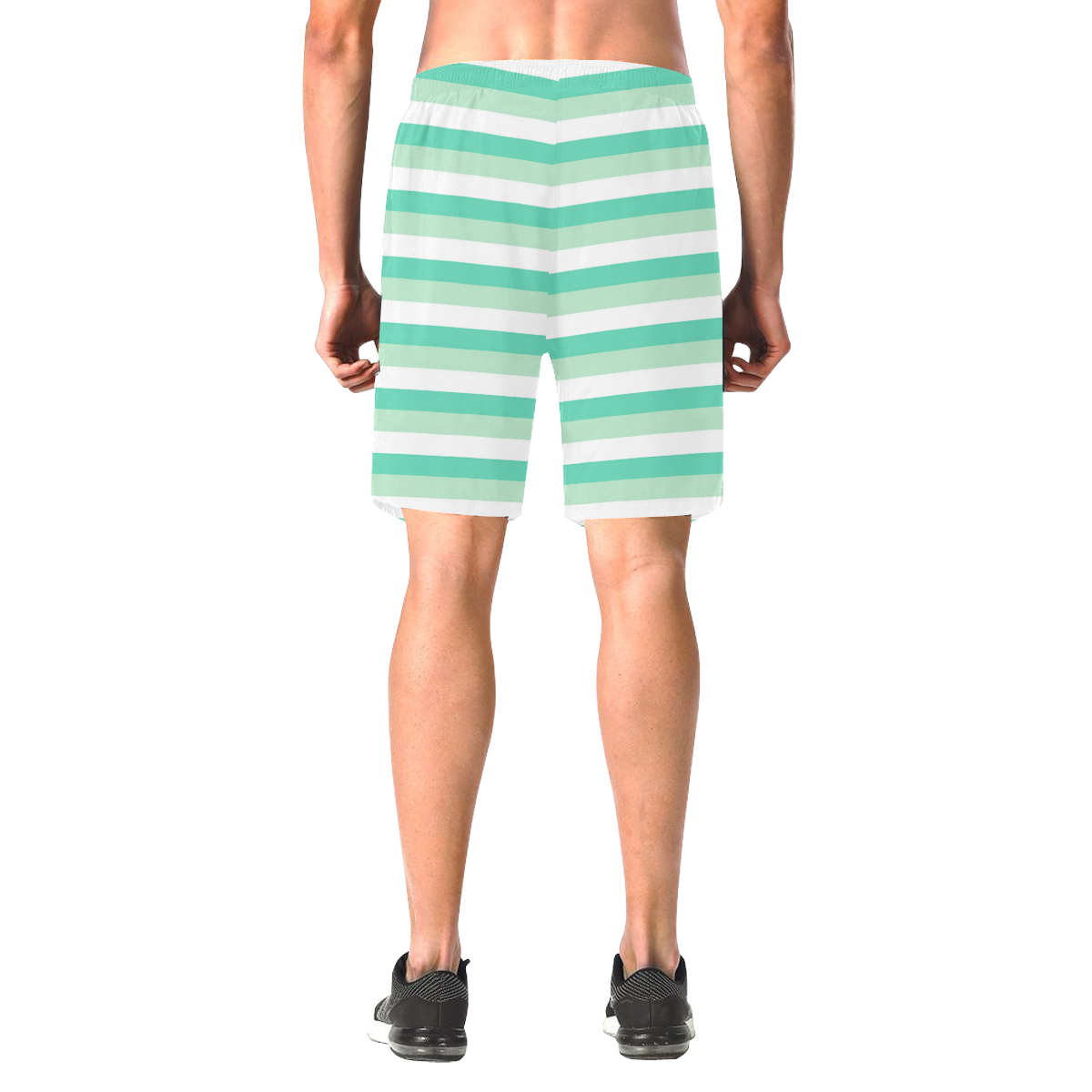 Mint Stripes Men's All Over Print Elastic Beach Shorts (Model L20)