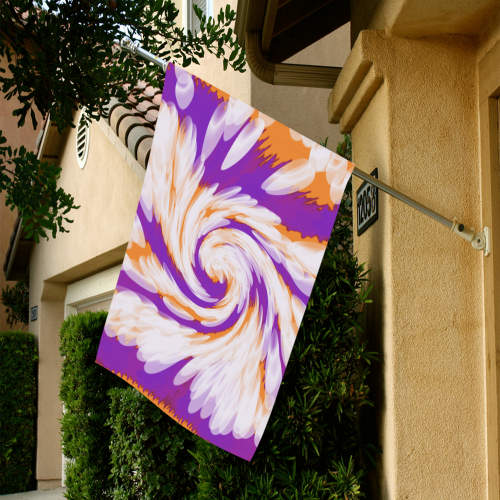Purple Orange Tie Dye Swirl Abstract Garden Flag 28''x40'' （Without Flagpole）