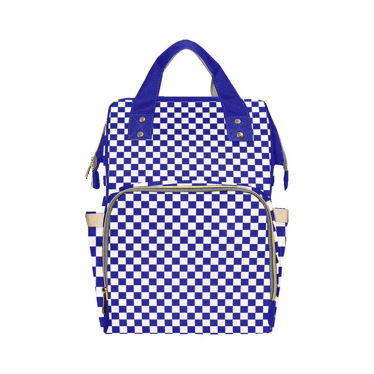 Navy and White Checkerboard Multi-Function Diaper Backpack/Diaper Bag (Model 1688)