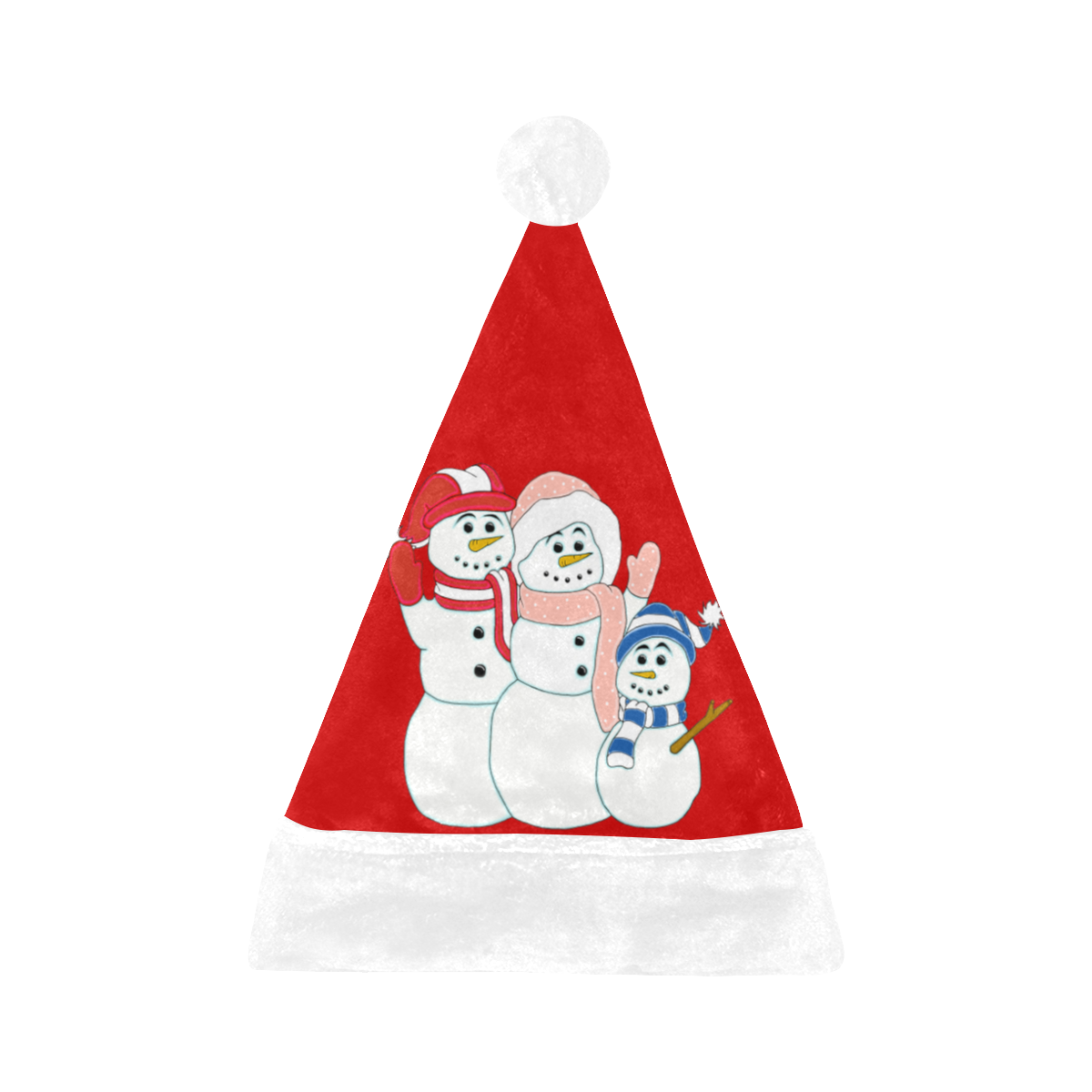 Snowman Family Red/White Santa Hat